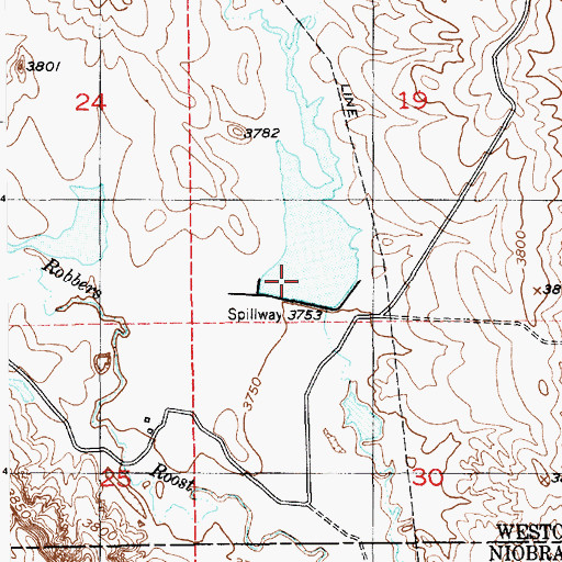 Topographic Map of Fillinger Dam, WY