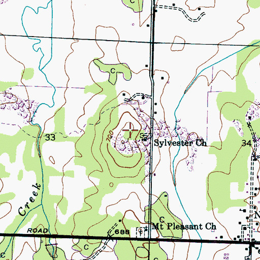 Topographic Map of Sylvester Church, AL