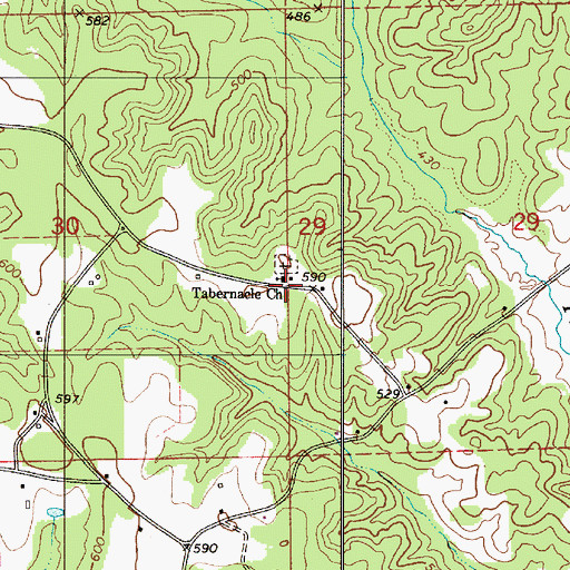 Topographic Map of Tabernacle United Methodist Church, AL