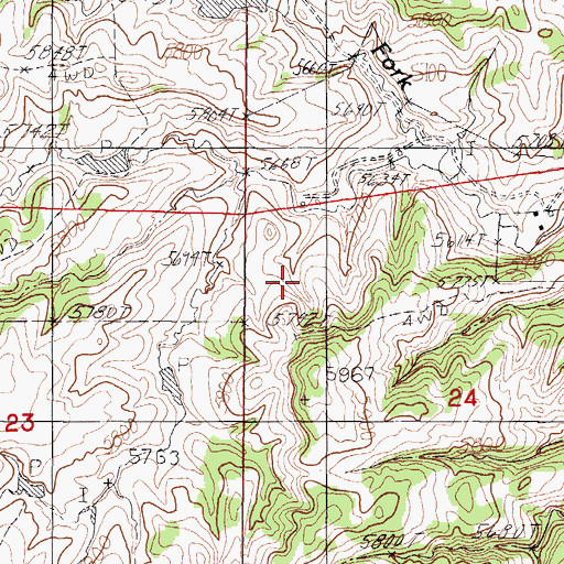Topographic Map of Gafford Reservoir, WY