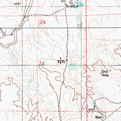 Topographic Map of Miller Number 1 Reservoir, WY
