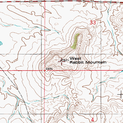 Topographic Map of Provost Number 2 Reservoir, WY