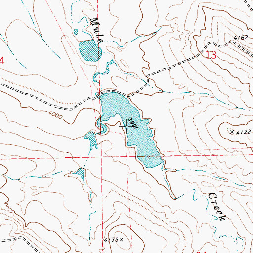 Topographic Map of Mule Creek Number 1 Reservoir, WY
