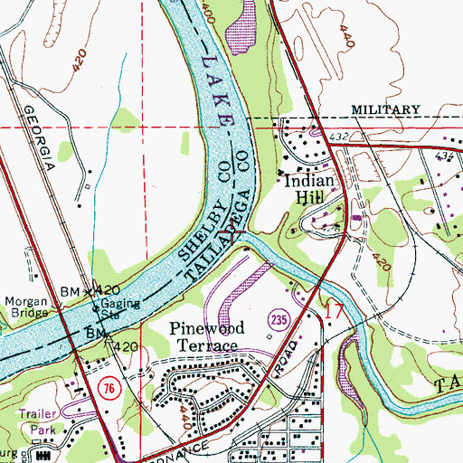 Topographic Map of Tallaseehatchee Creek, AL