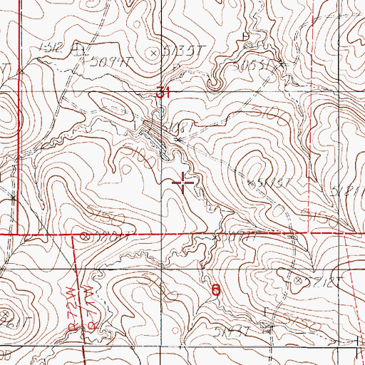 Topographic Map of Dry Creek Number 1 Reservoir, WY