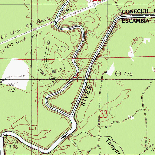 Topographic Map of Tanyard Branch, AL