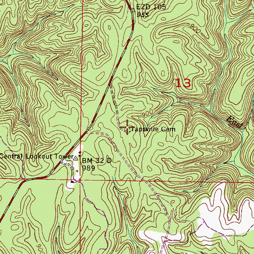 Topographic Map of Tapsville Cemetery, AL
