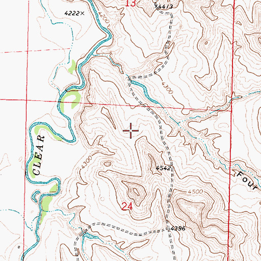 Topographic Map of Four H Reservoir, WY