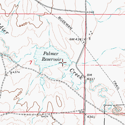 Topographic Map of Palmer Dam, WY