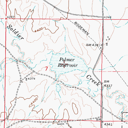 Topographic Map of Palmer Reservoir, WY