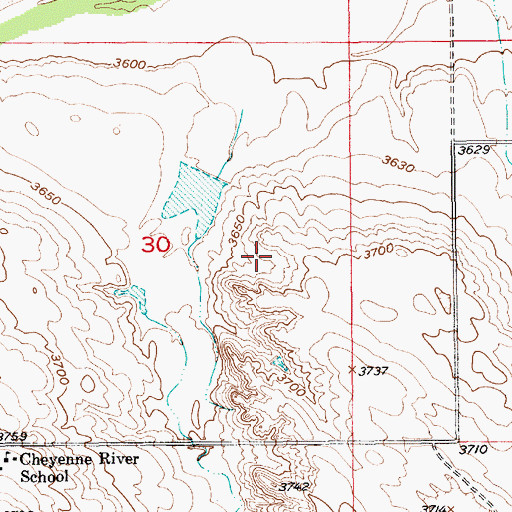 Topographic Map of Williams Reservoir, WY