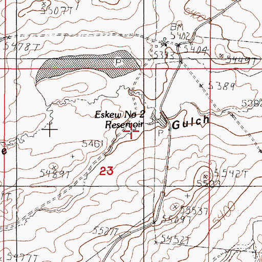 Topographic Map of Eskew Number 2 Dam, WY