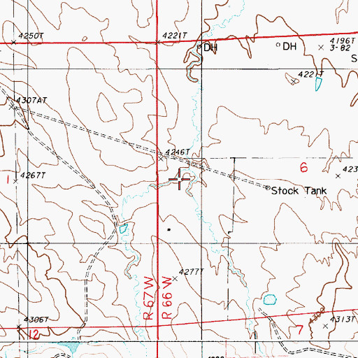 Topographic Map of Mary and Stella Mulholland Reservoir, WY