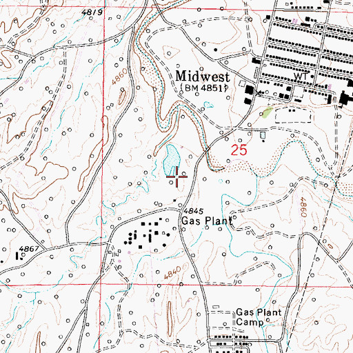 Topographic Map of Midwest Number 23 Dam, WY
