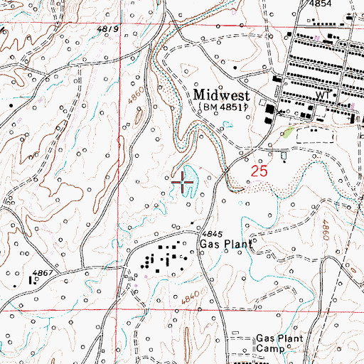 Topographic Map of Midwest Number 23 Reservoir, WY
