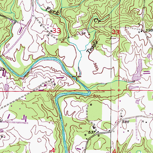 Topographic Map of Teagle Creek, AL