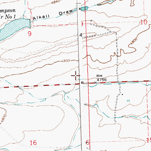 Topographic Map of Thompson Number 1 Dam, WY