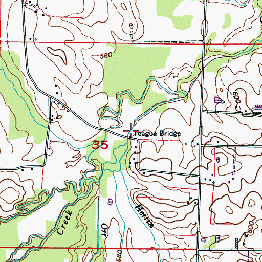 Topographic Map of Teague Bridge, AL