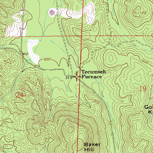 Topographic Map of Tecumseh Furnace, AL
