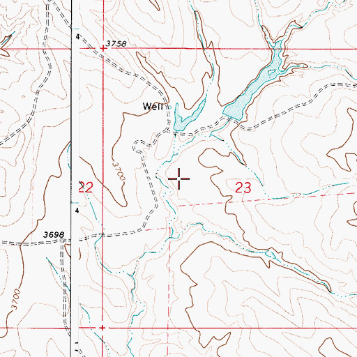 Topographic Map of Bunker Butte Reservoir, WY