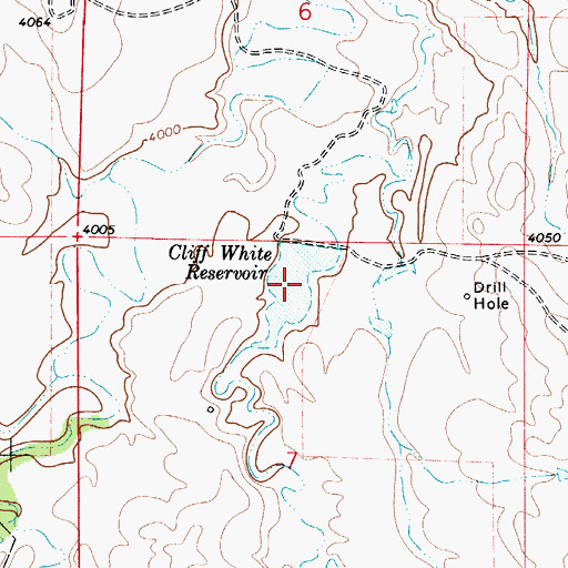 Topographic Map of Cliff White Reservoir, WY