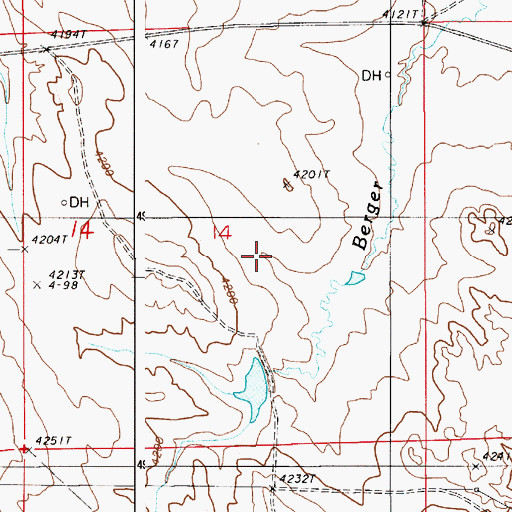 Topographic Map of Berger Dam, WY