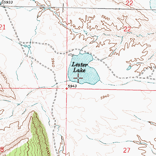 Topographic Map of Lester Dam, WY