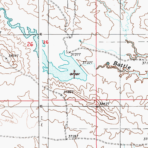 Topographic Map of Battle Creek Dam, WY