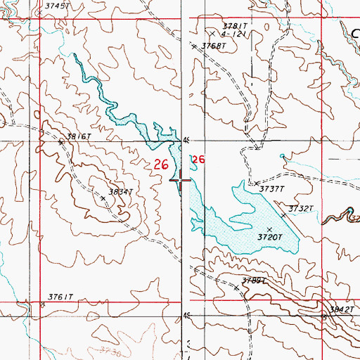 Topographic Map of Battle Creek Reservoir, WY