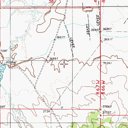 Topographic Map of Cedar Creek Irrigation Reservoir, WY