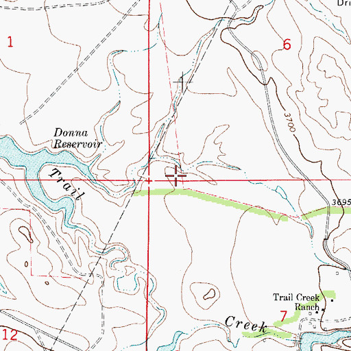 Topographic Map of Parks Number 1 Reservoir, WY
