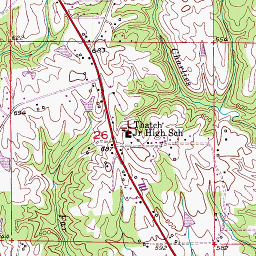 Topographic Map of Thatch Junior High School, AL