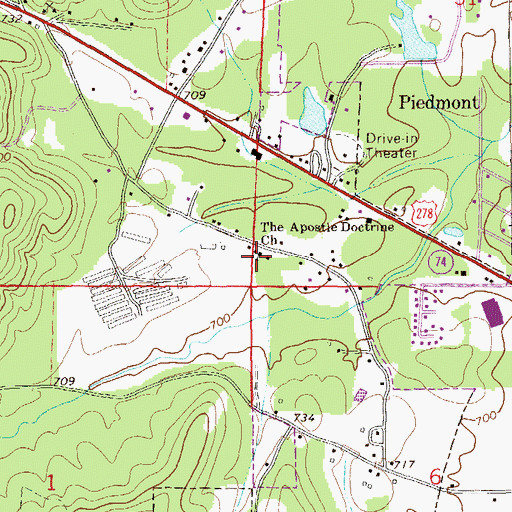 Topographic Map of The Apostle Doctrine Church, AL