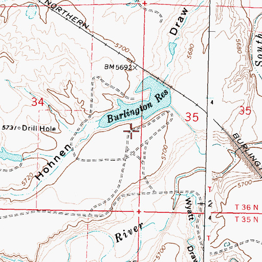 Topographic Map of T E C Reservoir, WY