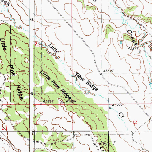 Topographic Map of Enlargement Little Pine Ridge Reservoir, WY