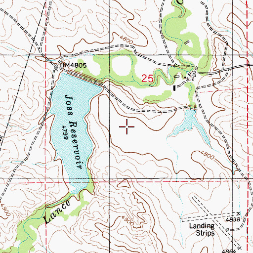 Topographic Map of Joss Dam, WY