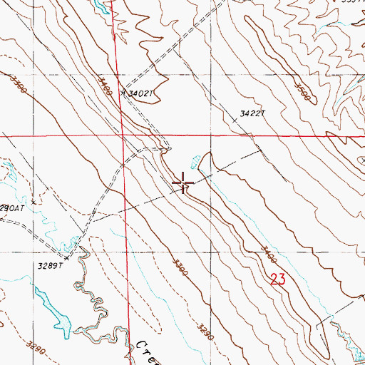 Topographic Map of Antelope Hill Dam, WY