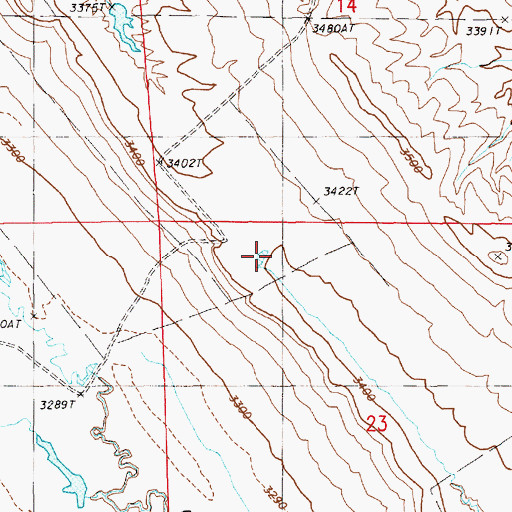 Topographic Map of Antelope Hill Reservoir, WY