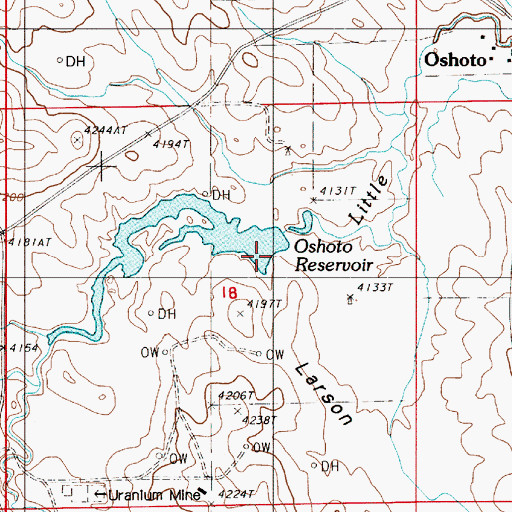Topographic Map of Oshoto Dam, WY