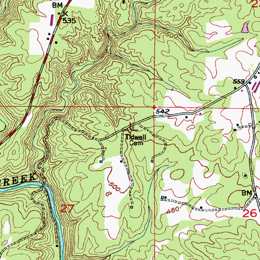 Topographic Map of Tidwell Cemetery, AL
