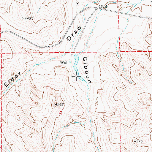 Topographic Map of Gibbons Number 1 Reservoir, WY