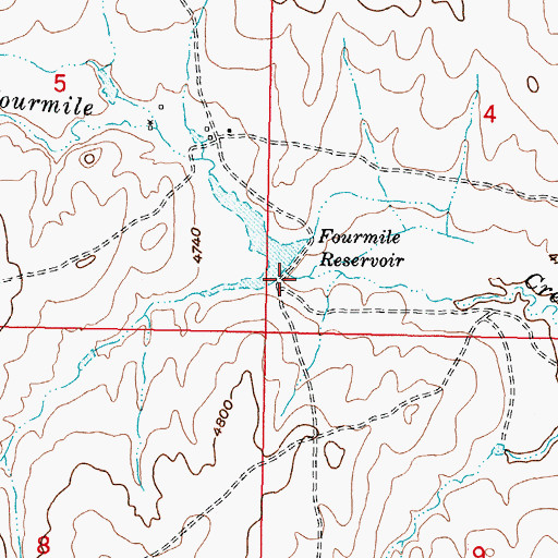 Topographic Map of Four Mile Dam, WY