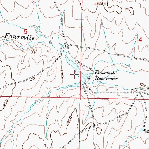 Topographic Map of Fourmile Reservoir, WY