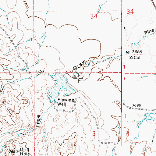 Topographic Map of Vaugh Dam, WY