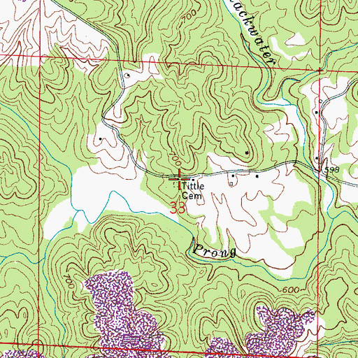 Topographic Map of Tittle Cemetery, AL