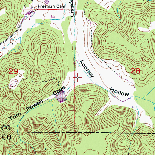 Topographic Map of Tom Powell Cove, AL