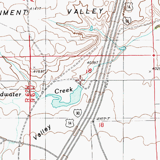 Topographic Map of Rocky Ford Dam, WY