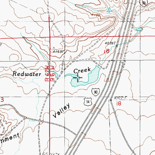 Topographic Map of Rocky Ford Reservoir, WY
