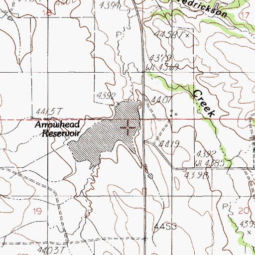 Topographic Map of Arrohead Dam, WY