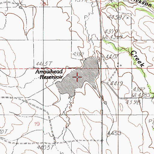 Topographic Map of Arrowhead Reservoir, WY